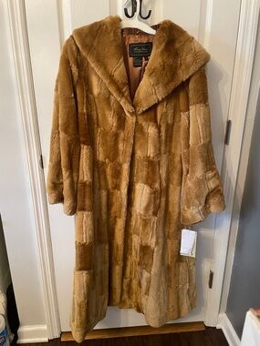 Honey Brown Full-Length Faux Fur Coat